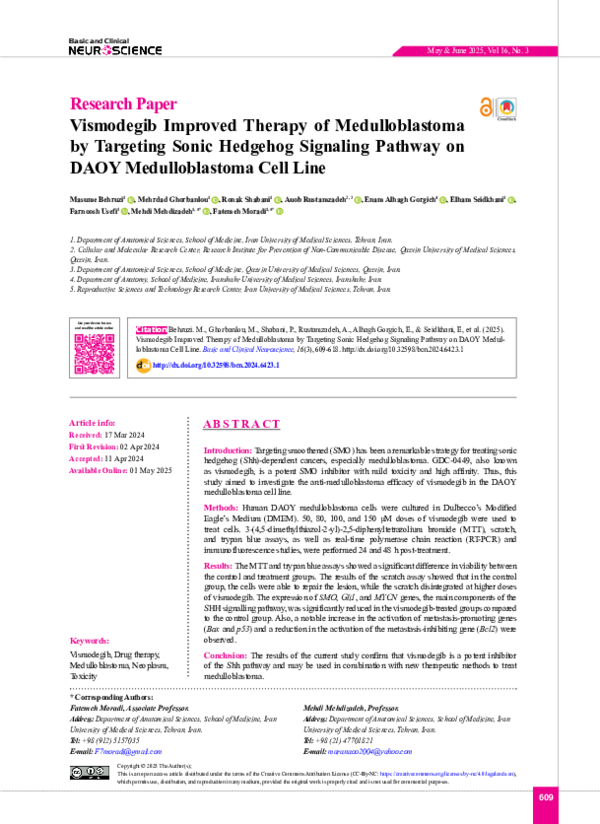 (PDF) Vismodegib Improved Therapy of Medulloblastoma by Targeting Sonic ...