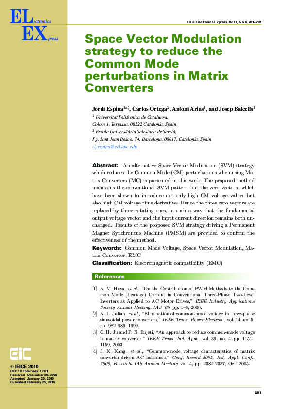 (PDF) Space Vector Modulation strategy to reduce the Common Mode ...