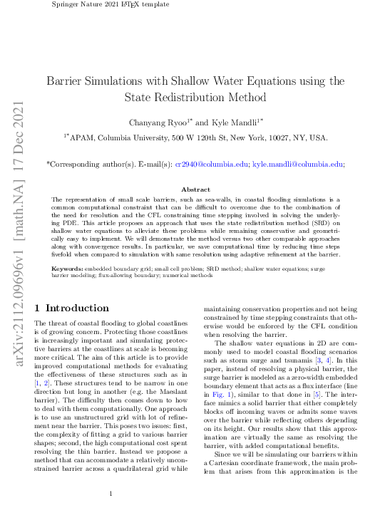 (PDF) Barrier Simulations with Shallow Water Equations using the State ...