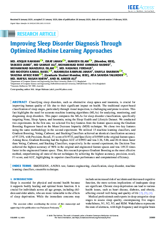 (PDF) Improving Sleep Disorder Diagnosis Through Optimized Machine ...