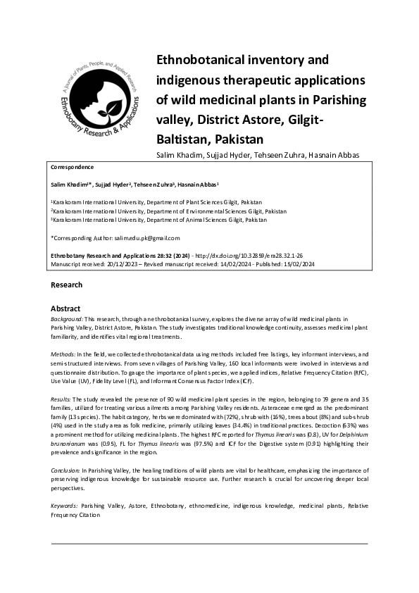 (PDF) Ethnobotanical inventory and indigenous therapeutic applications ...