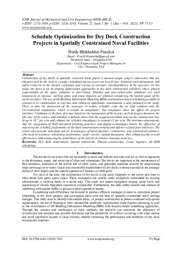 (PDF) Schedule Optimization for Dry Dock Construction Projects in ...