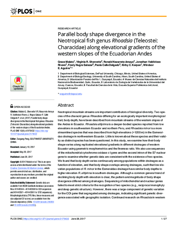 (PDF) Parallel body shape divergence in the Neotropical fish genus ...