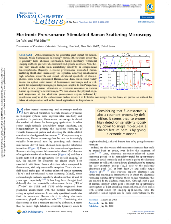 (PDF) Electronic Preresonance Stimulated Raman Scattering Microscopy
