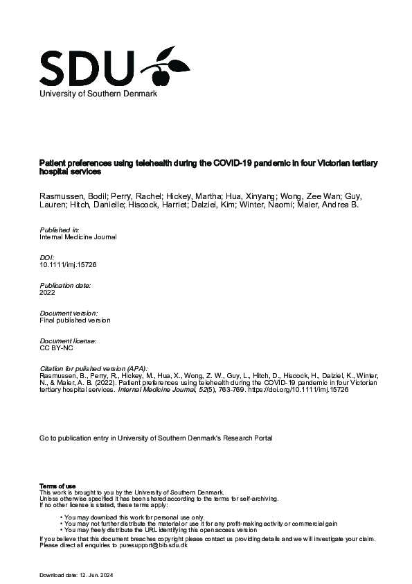 (PDF) Patient preferences using telehealth during the COVID‐19 pandemic ...