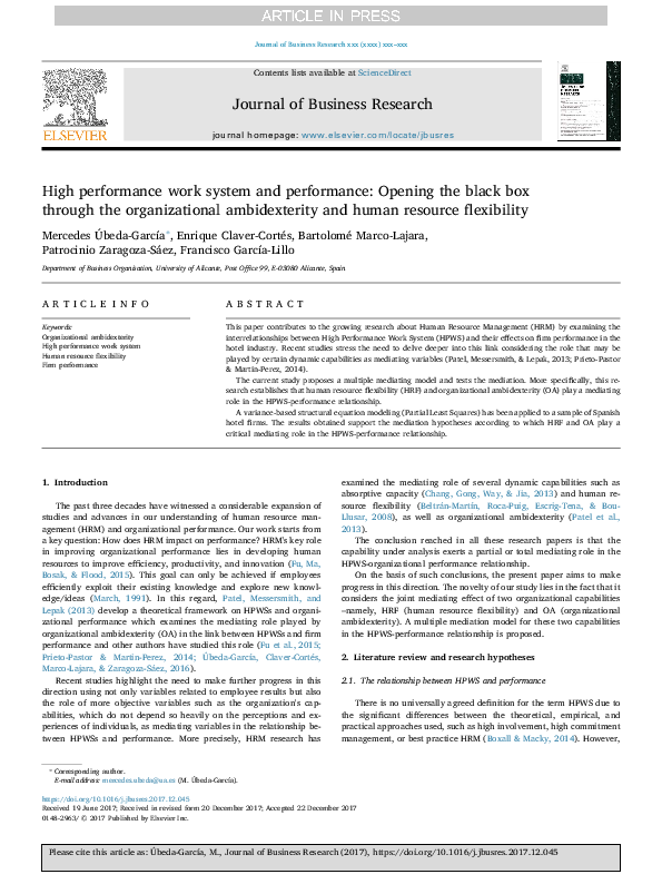 (PDF) High performance work system and performance: Opening the black ...