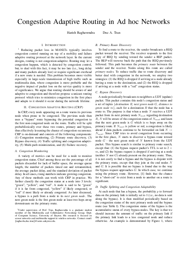 (PDF) Congestion Adaptive Routing in Ad hoc Networks