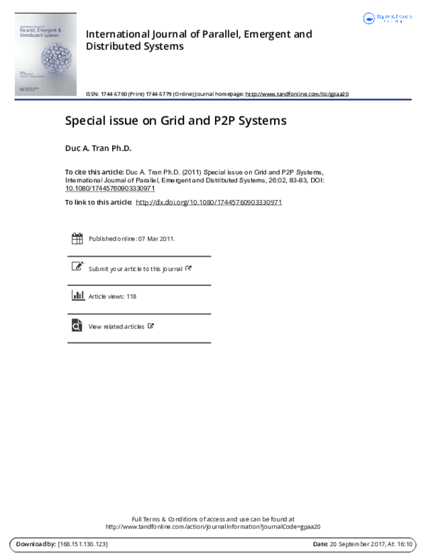 (PDF) Special issue on Grid and P2P Systems