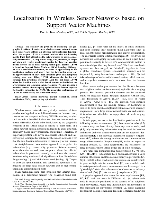 (PDF) Localization In Wireless Sensor Networks Based on Support Vector ...