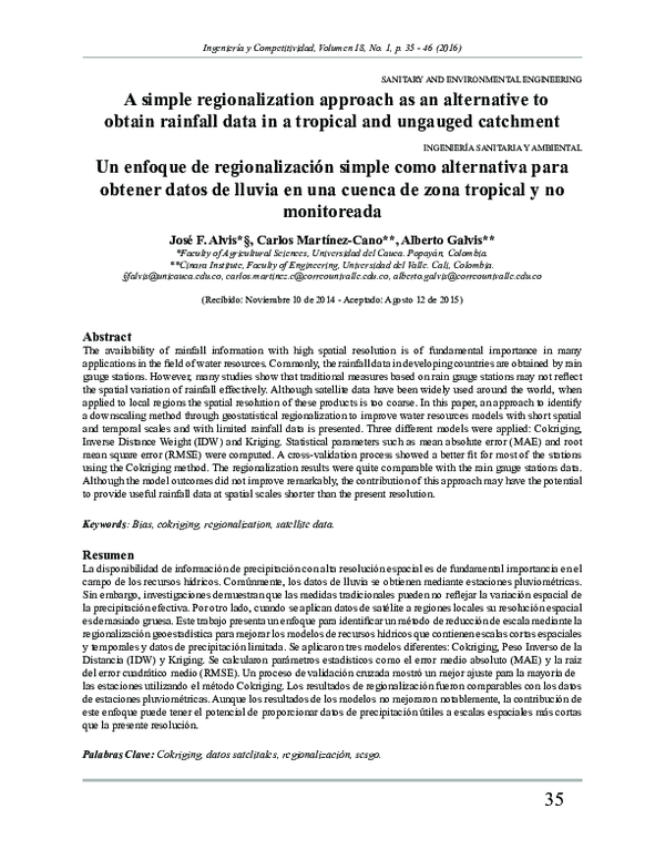 (PDF) A simple regionalization approach as an alternative to obtain ...