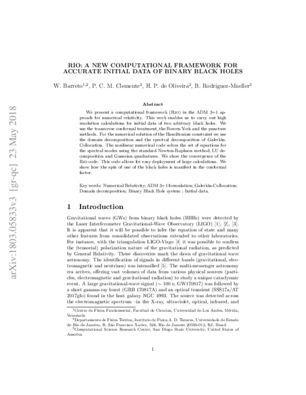 (PDF) RIO: a new computational framework for accurate initial data of ...