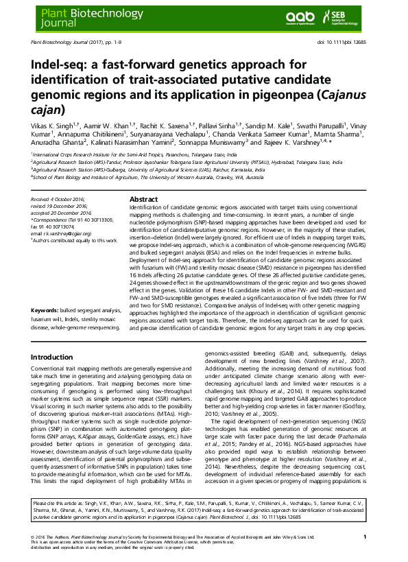 (PDF) Indel-seq: a fast forward genetics approach for identification of ...