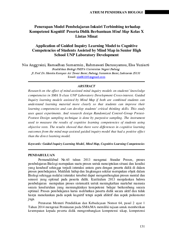 (PDF) Application of Guided Inquiry Learning Model to Cognitive ...