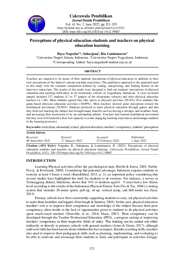 (PDF) Perceptions of physical education students and teachers on ...