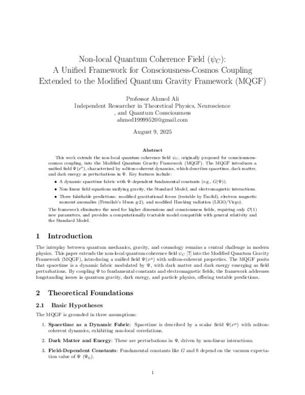 (PDF) A Unified Framework for Consciousness-Cosmos Coupling Extended to ...