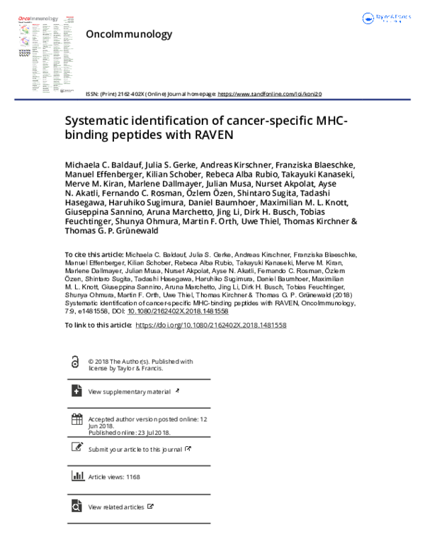 (PDF) Systematic identification of cancer-specific MHC-binding peptides ...
