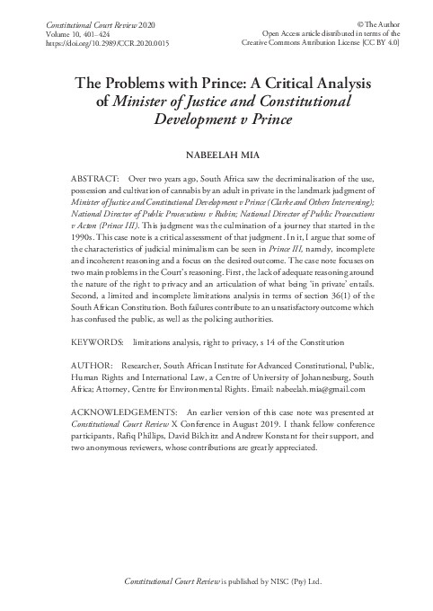 (PDF) The problems with Prince : a critical analysis of Minister of ...