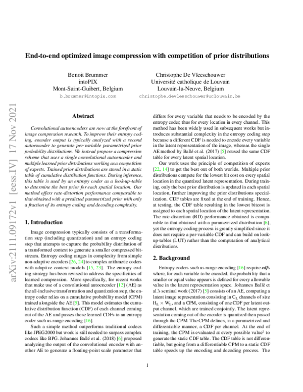 (PDF) End-to-end optimized image compression with competition of prior ...