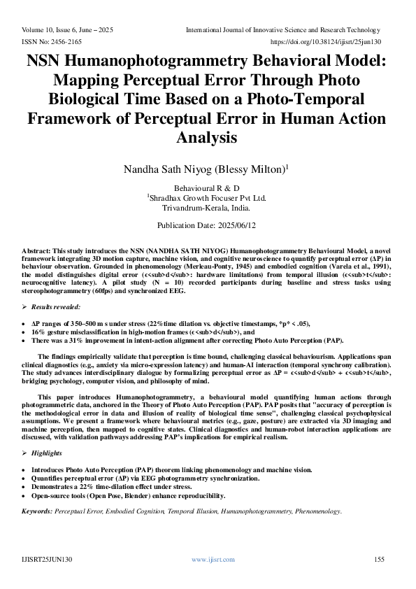 (PDF) NSN Humanophotogrammetry Behavioral Model: Mapping Perceptual ...