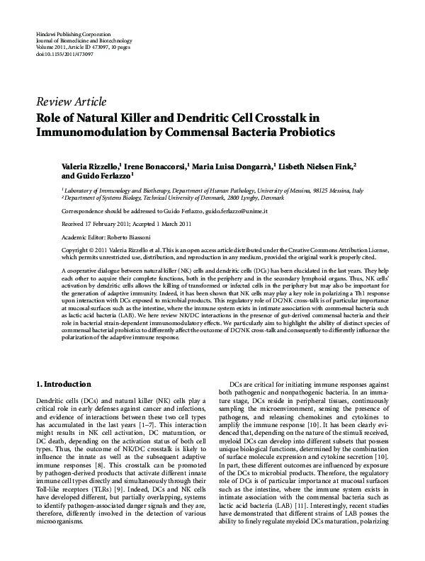 (PDF) Role of Natural Killer and Dendritic Cell Crosstalk in ...