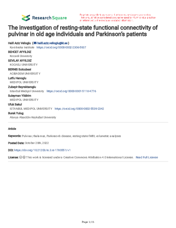 (PDF) The investigation of resting-state functional connectivity of ...
