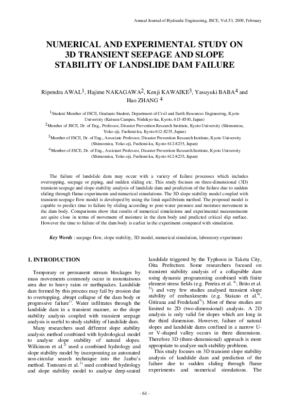 (PDF) Numerical and Experimental Study on 3D Transient Seepage and ...