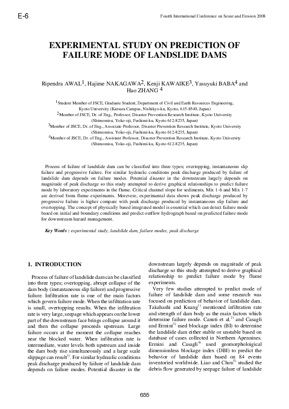 (PDF) Experimental Study on Prediction of Failure Mode of Landslide Dams