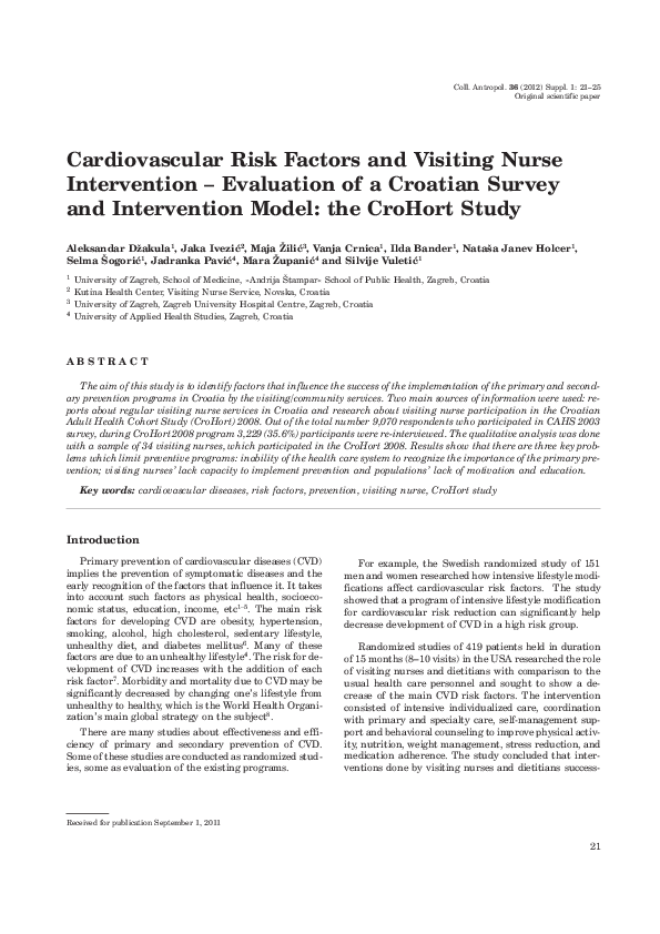 (PDF) Cardiovascular Risk Factors and Visiting Nurse Intervention ...