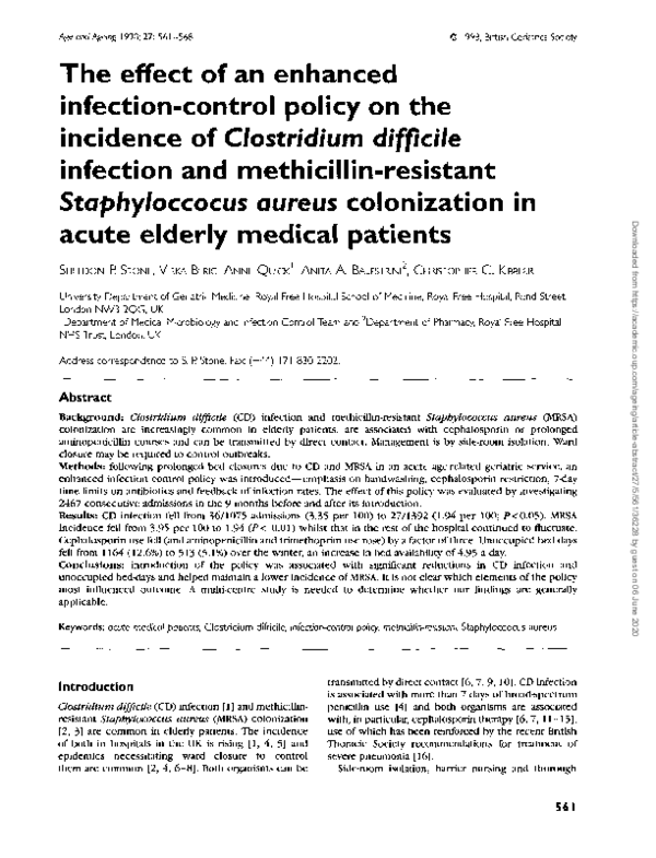 (PDF) The Effect of a Enhanced Infection Control Policy on the ...