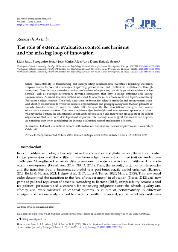 (PDF) The role of external evaluation control mechanisms and the ...