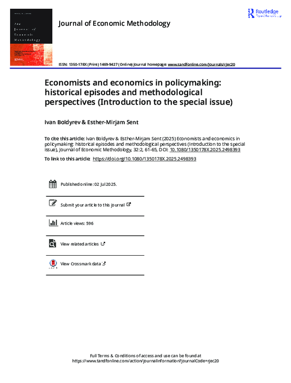 (PDF) Economists and economics in policymaking: historical episodes and ...