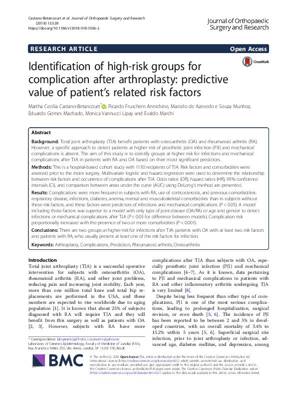 (PDF) Identification of high-risk groups for complication after ...