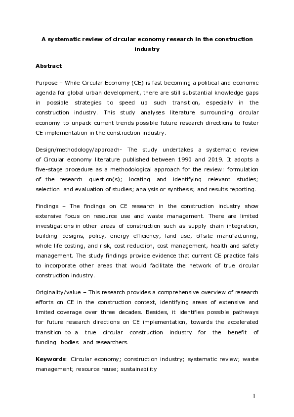 (PDF) A systematic review of circular economy research in the ...