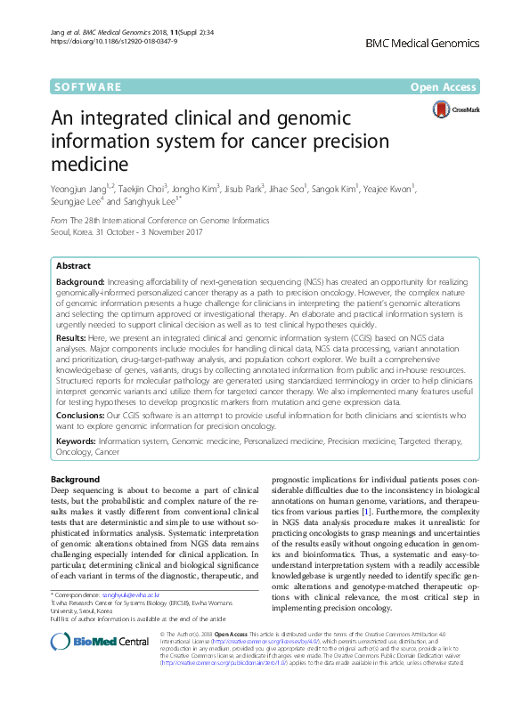 (PDF) An integrated clinical and genomic information system for cancer ...