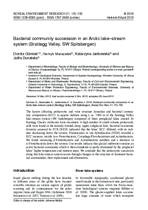 (PDF) Bacterial community succession in an Arctic lake-stream system ...