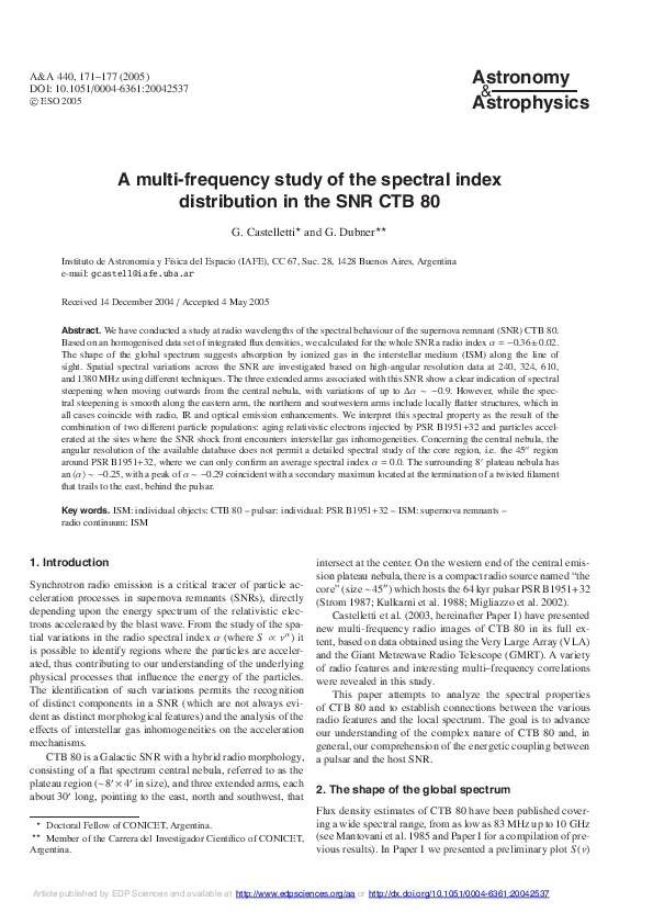 (PDF) A multi-frequency study of the spectral index distribution in the ...