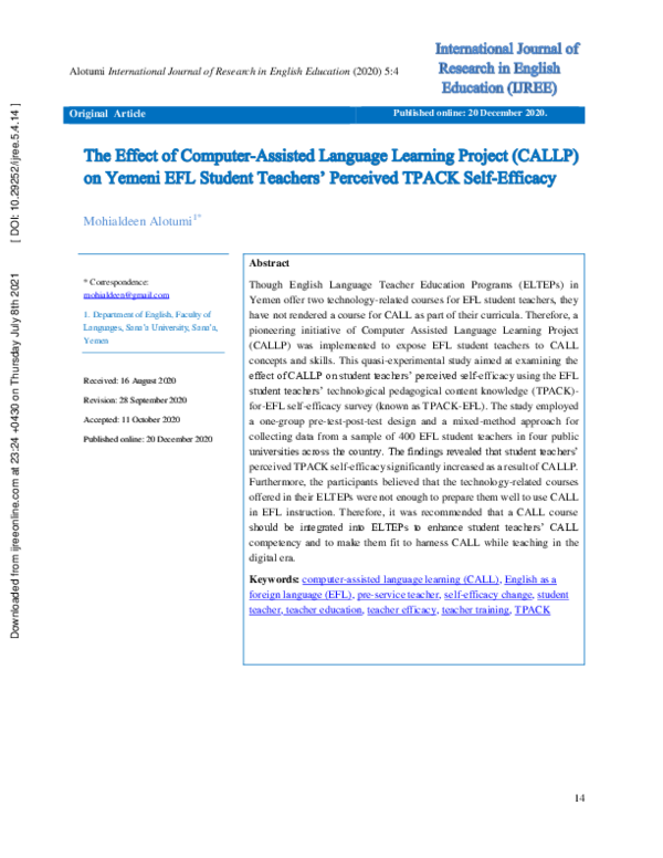 (PDF) The Effect of Computer-Assisted Language Learning Project (CALLP ...