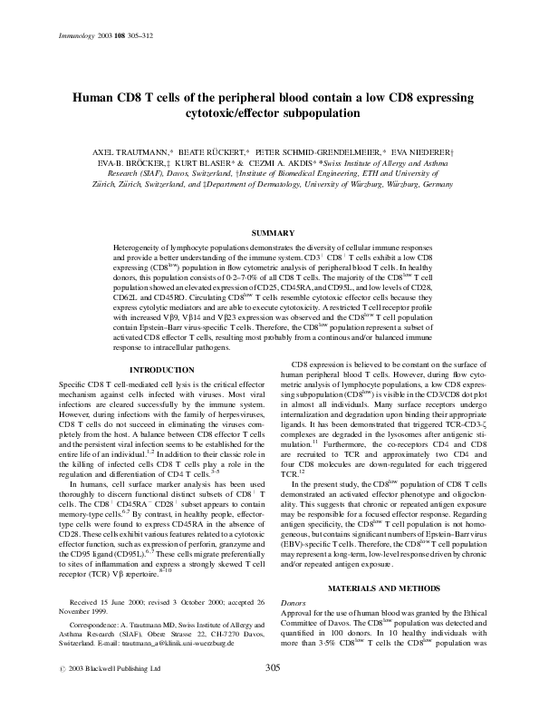 (PDF) Human CD8 T cells of the peripheral blood contain a low CD8 ...