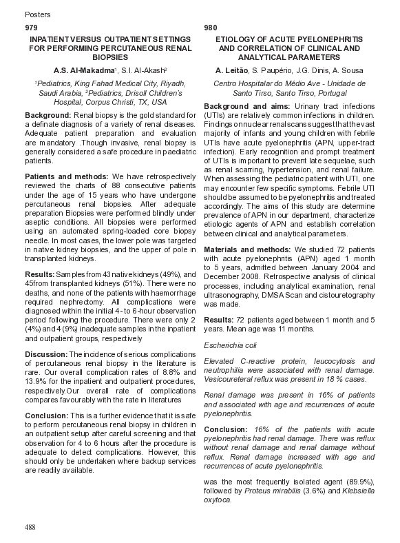 (PDF) 980 Etiology of Acute Pyelonephritis and Correlation of Clinical ...