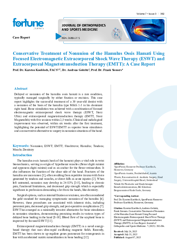 (PDF) Conservative Treatment of Nonunion of the Hamulus Ossis Hamati ...