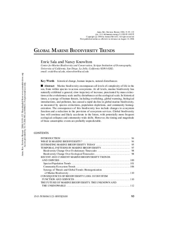 (PDF) Global Marine Biodiversity Trends