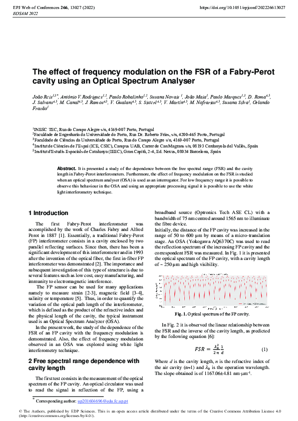 (PDF) The effect of frequency modulation on the FSR of a Fabry-Perot ...