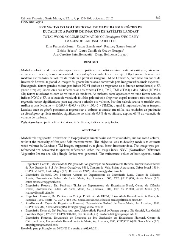 (PDF) TOTAL WOOD VOLUME ESTIMATION OF Eucalyptus SPECIES BY IMAGES OF ...
