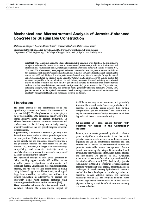 (PDF) Mechanical and Microstructural Analysis of Jarosite-Enhanced ...
