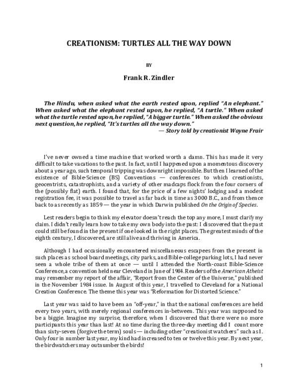 (PDF) CREATIONISM: TURTLES ALL THE WAY DOWN