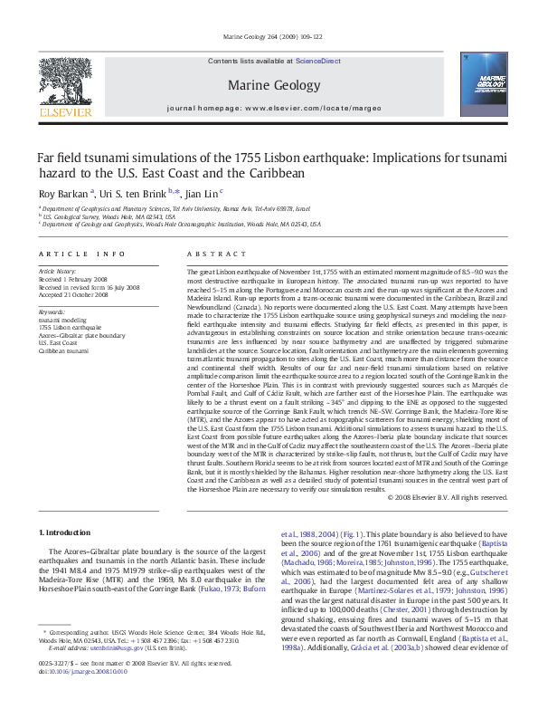 (PDF) Far field tsunami simulations of the 1755 Lisbon earthquake ...