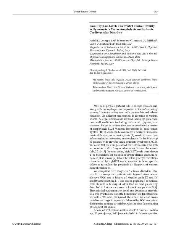 (PDF) Basal Tryptase Levels Can Predict Clinical Severity in ...