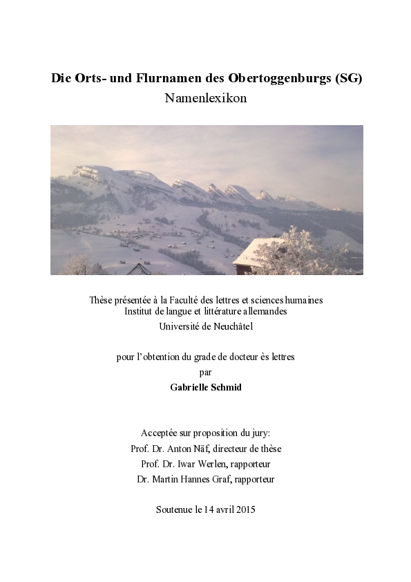 PDF) Die Orts- und Flurnamen des Obertoggenburgs (SG)