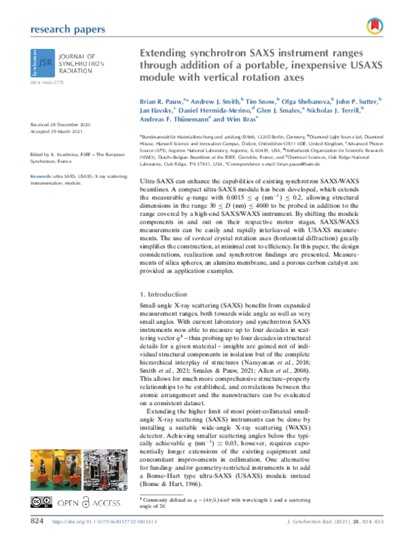 (PDF) Extending synchrotron SAXS instrument ranges through addition of ...