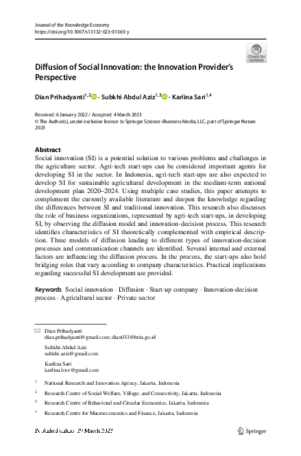 (PDF) Diffusion of Social Innovation: the Innovation Provider’s Perspective